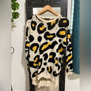 FOREVER21 100% Cotton Cheetah Print with Studs Sweater